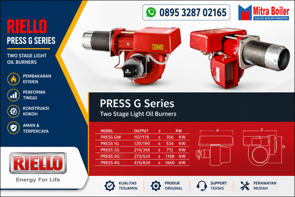 PRESS 4G 415/830 ÷ 1660 kW – RIELLO BURNER SOLAR DUA NOZZLE