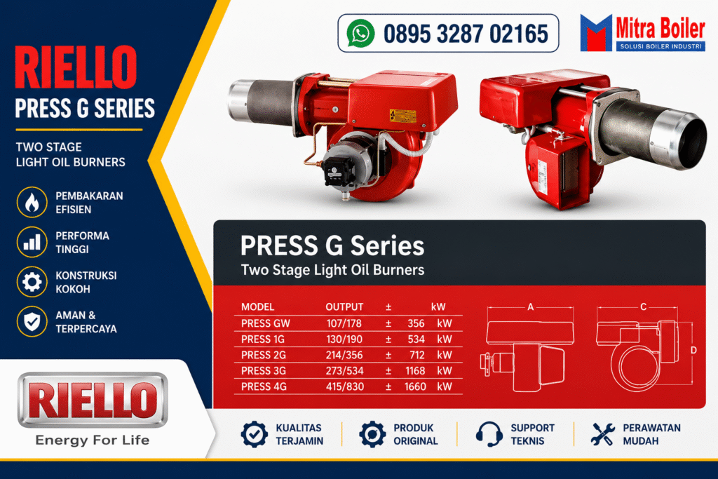 PRESS 3G 273/534 ÷ 1168 kW – RIELLO BURNER SOLAR DUA NOZZLE