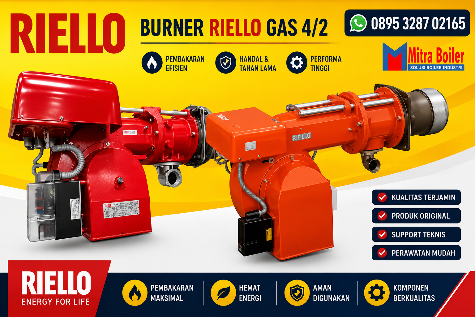 JUAL BURNER RIELLO GAS 4/2 (522 T80) - BRAND ITALY