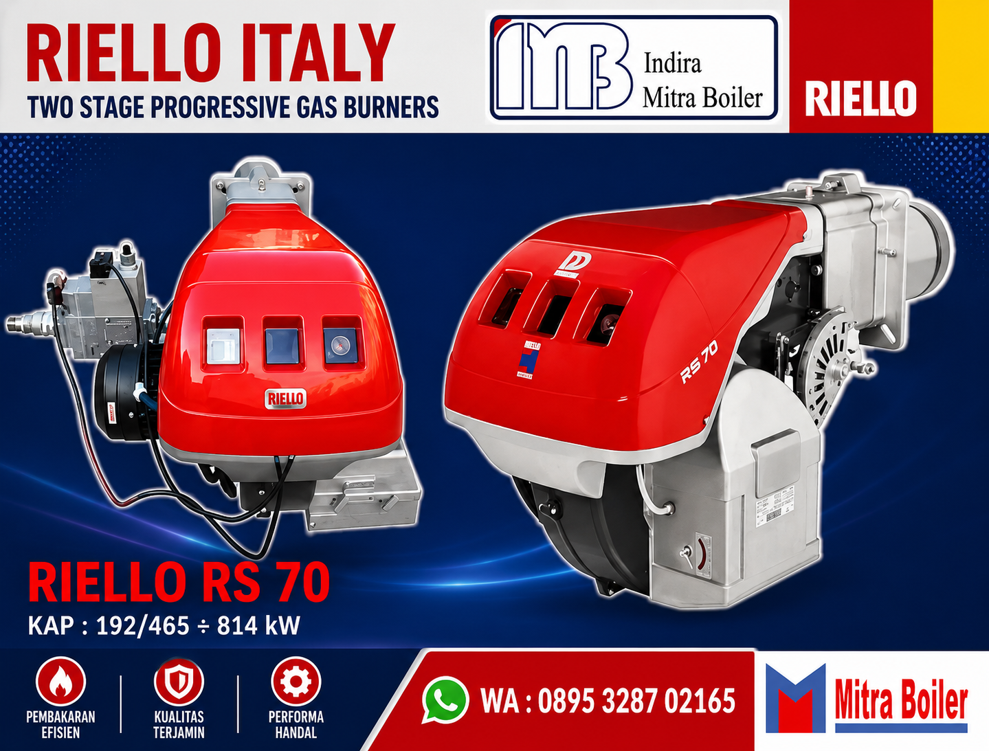 JUAL GAS BURNER RIELLO RS70 - 700.000 KCAL