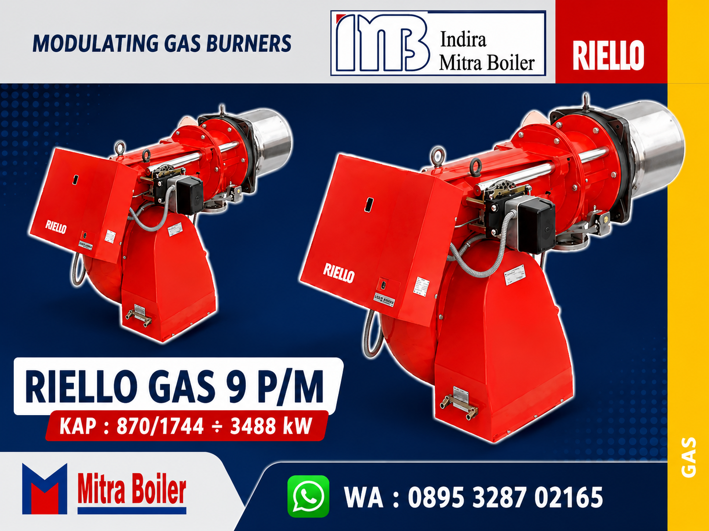 JUAL RIELLO GAS 9 P/M BURNER MODULATING-3.000.000 KCAL