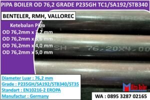 PIPA BOILER OD 76,2 BENTELER GRADE P235GH TC