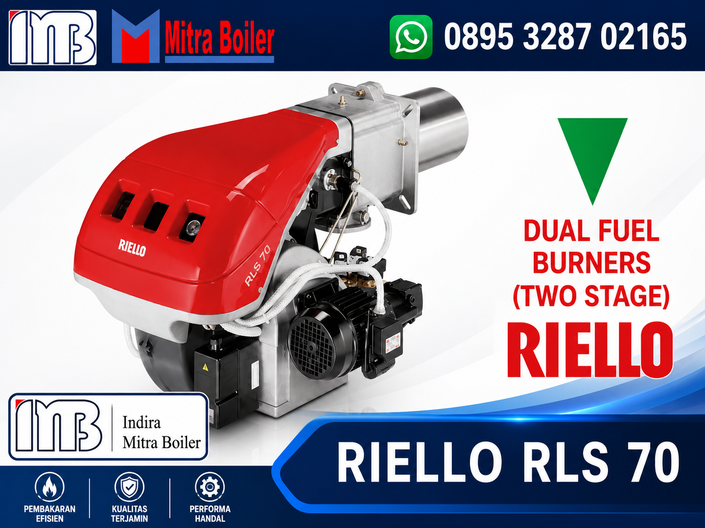 JUAL RIELLO RLS 70 - BURNER DUAL FUEL ( GAS DAN SOLAR ) TWO STAGE