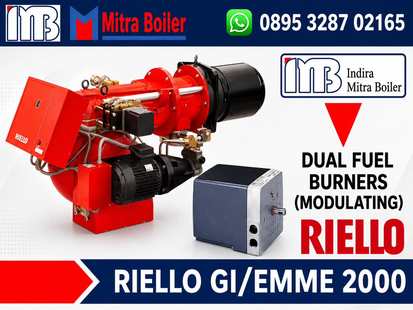 JUAL RIELLO GI/EMME 2000 - BURNER DUAL FUEL GAS DAN SOLAR ( MODULATING )