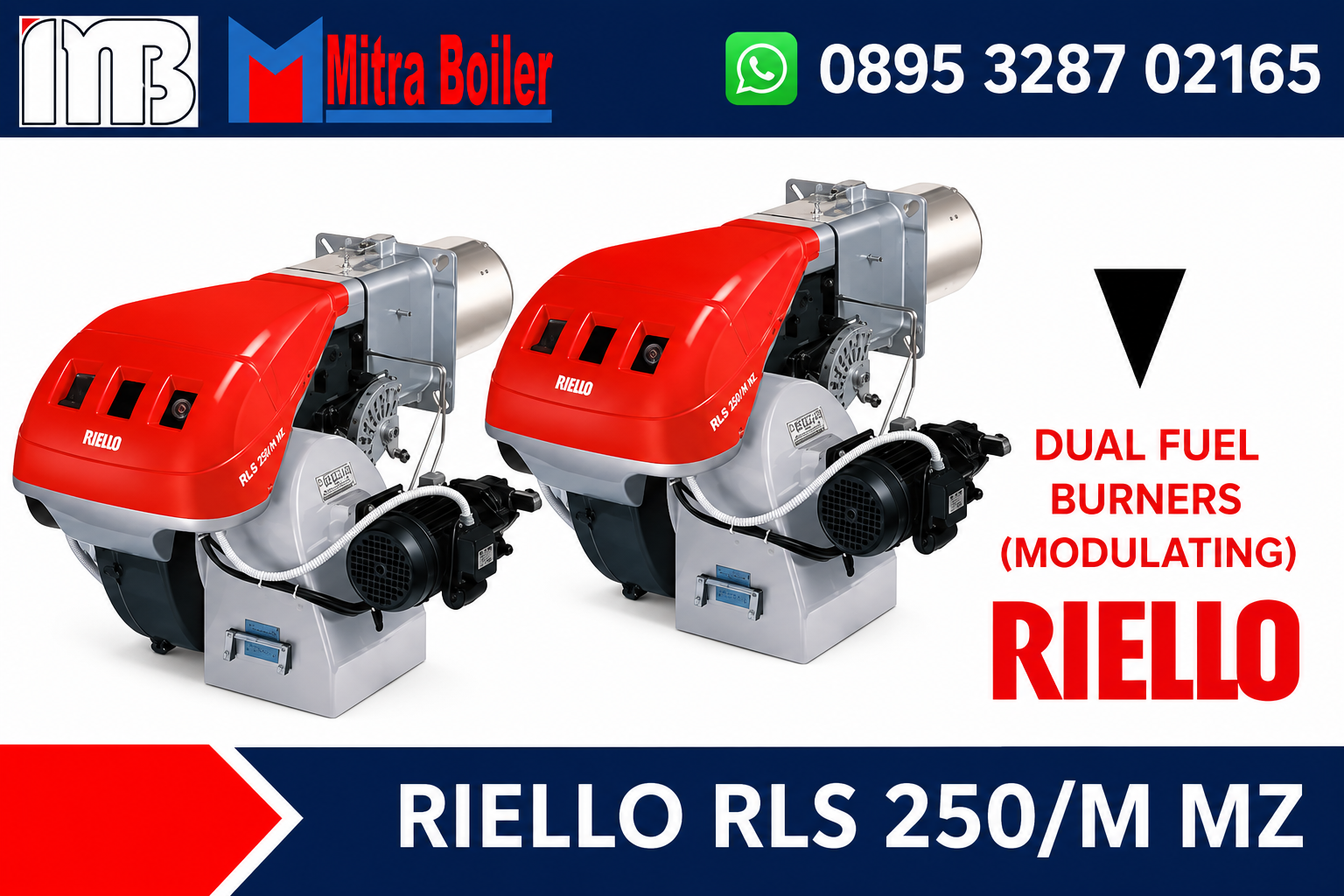 JUAL RIELLO RLS 250/M MZ - BURNER DUAL FUEL ( GAS DAN SOLAR ) MODULATING