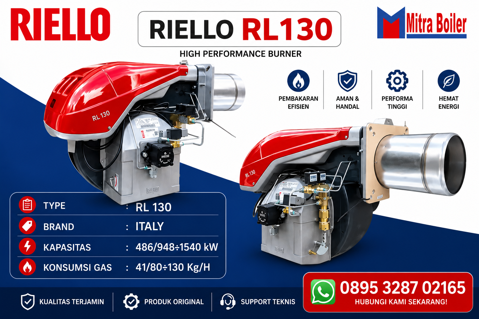 JUAL RIELLO RL 130 - BURNER DUA TAHAP BB SOLAR