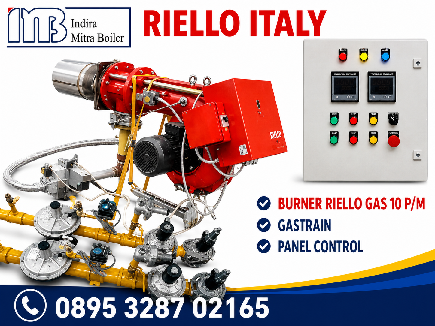 JUAL BURNER RIELLO GAS 10 P/M - GASTRAIN + PANEL CONTROL
