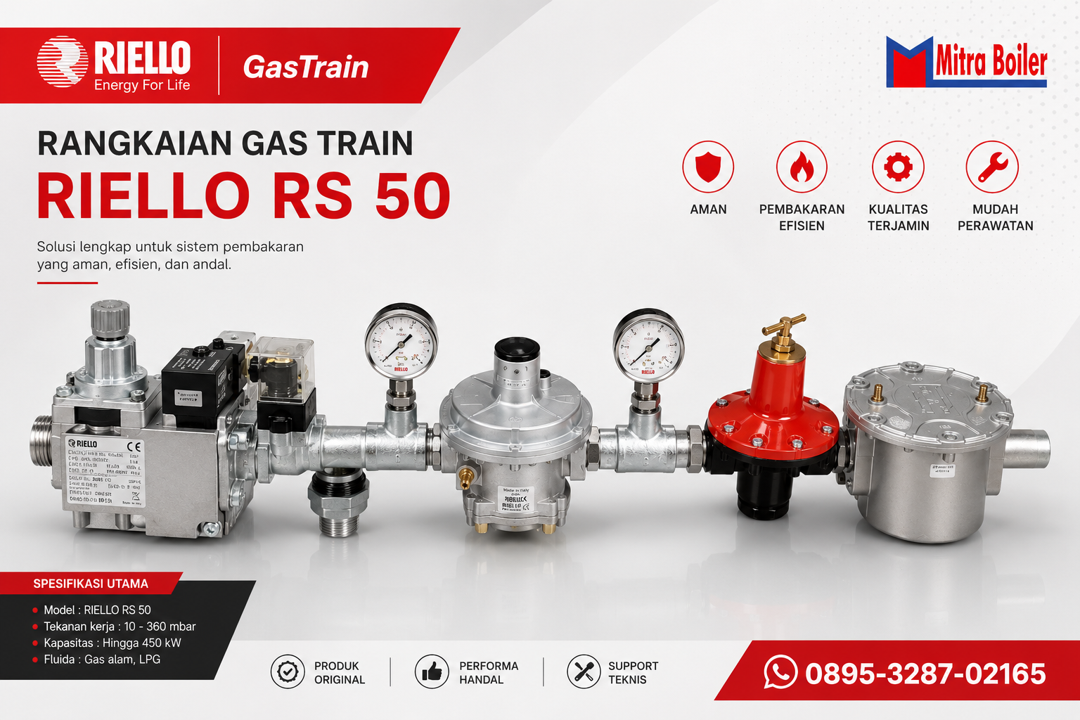 JUAL GASTRAIN BURNER RIELLO RS 50