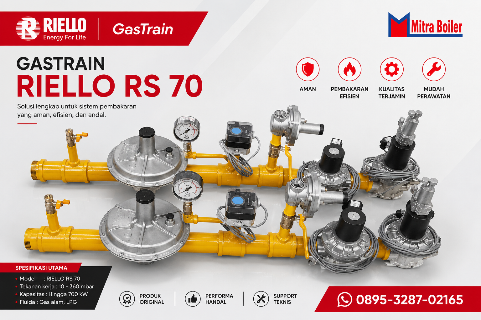 JUAL KOMPONENT GASTRAIN BURNER RIELLO RS 70
