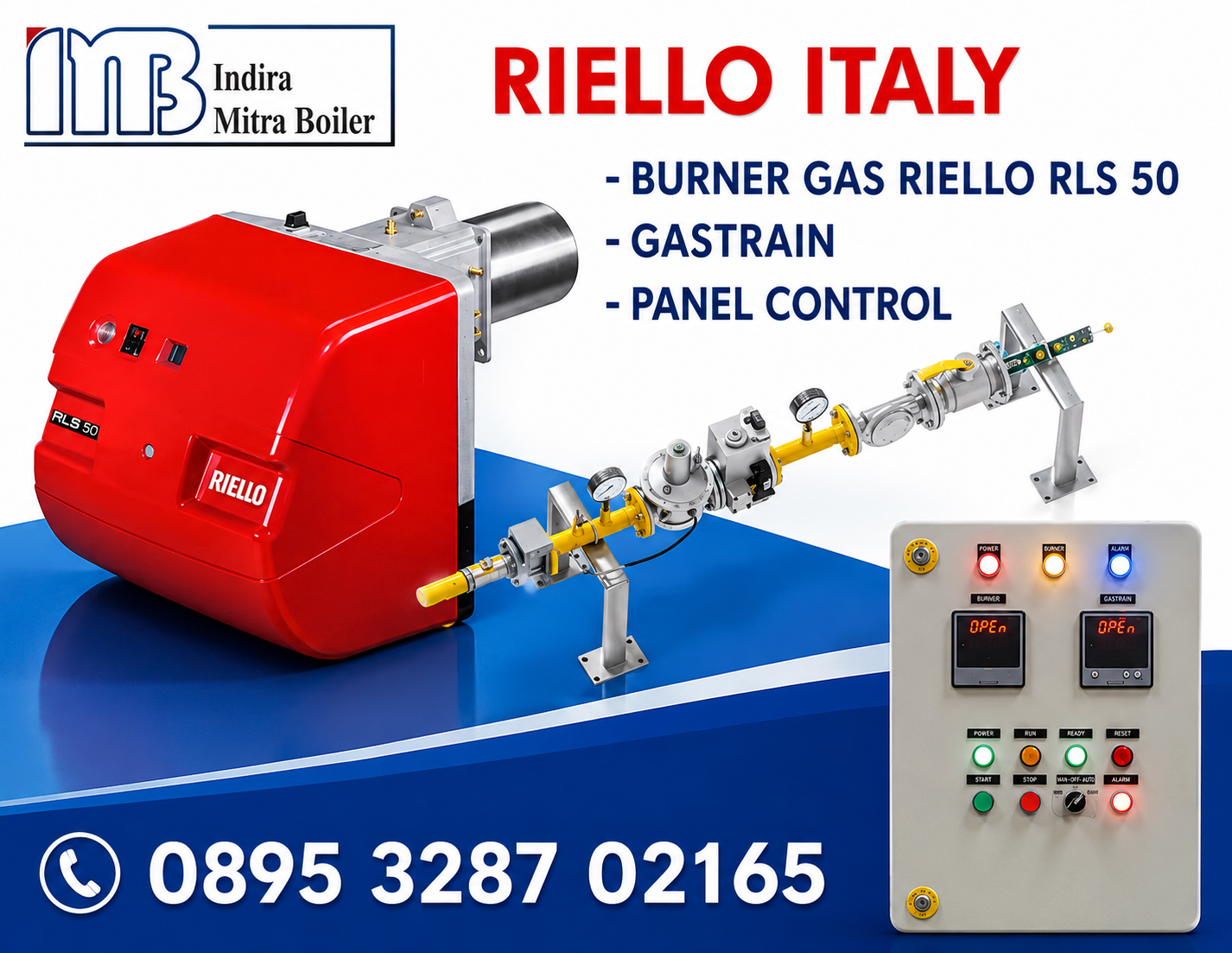 JUAL BURNER DUAL FUEL RIELLO RLS 50 + PANEL TEMPERATUR CONTROL