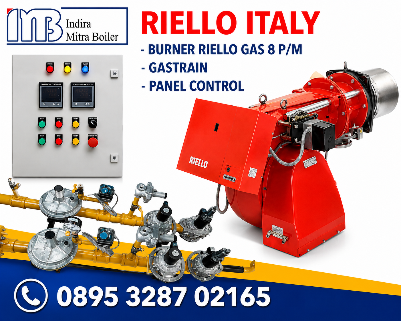 JUAL BURNER RIELLO GAS 8 P/M - GASTRAIN + PANEL CONTROL