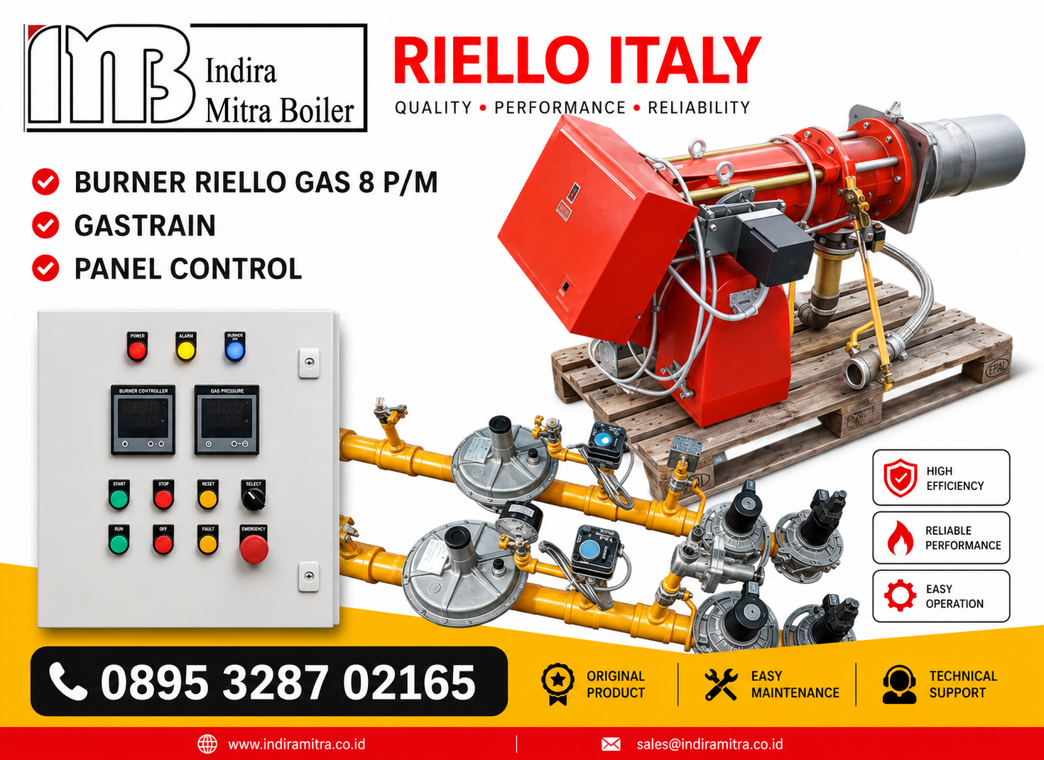 JUAL BURNER RIELLO GAS 9 P/M - GASTRAIN + PANEL CONTROL