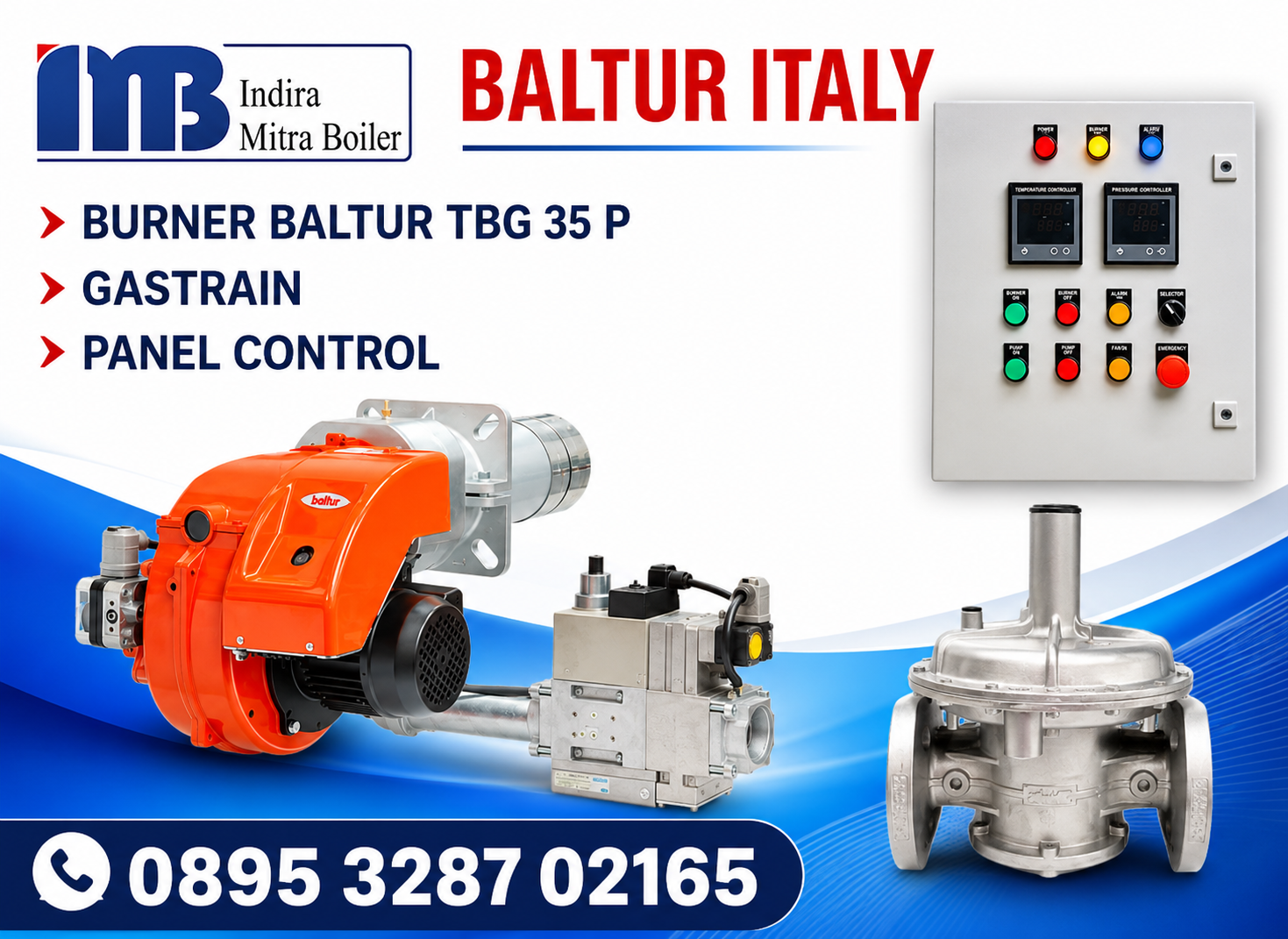 JUAL BURNER GAS BALTUR 35 P + GASTRAIN & PANEL CONTROL