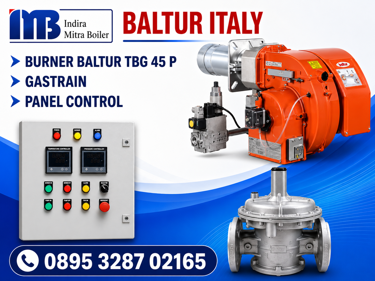 JUAL BURNER GAS BALTUR 45 P + GASTRAIN & PANEL CONTROL