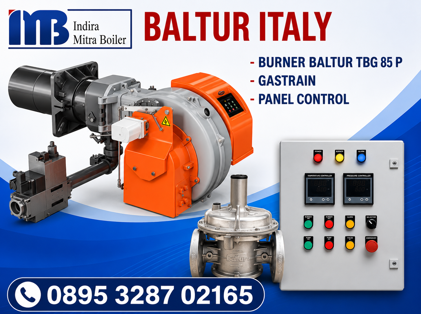 JUAL BURNER GAS BALTUR TBG 85 P + GASTRAIN & PANEL CONTROL