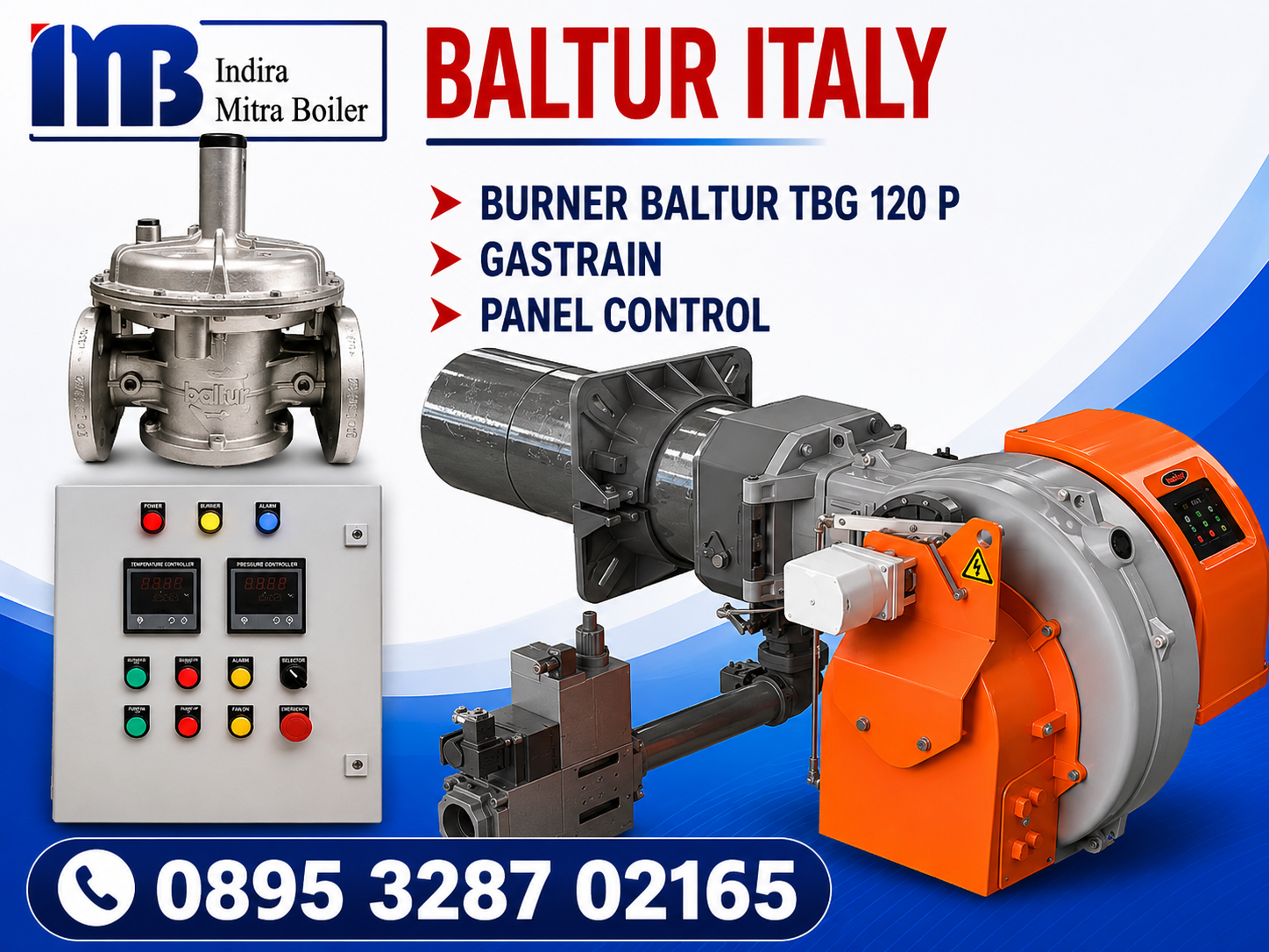 JUAL BURNER GAS BALTUR TBG 120 P + GASTRAIN & PANEL CONTROL