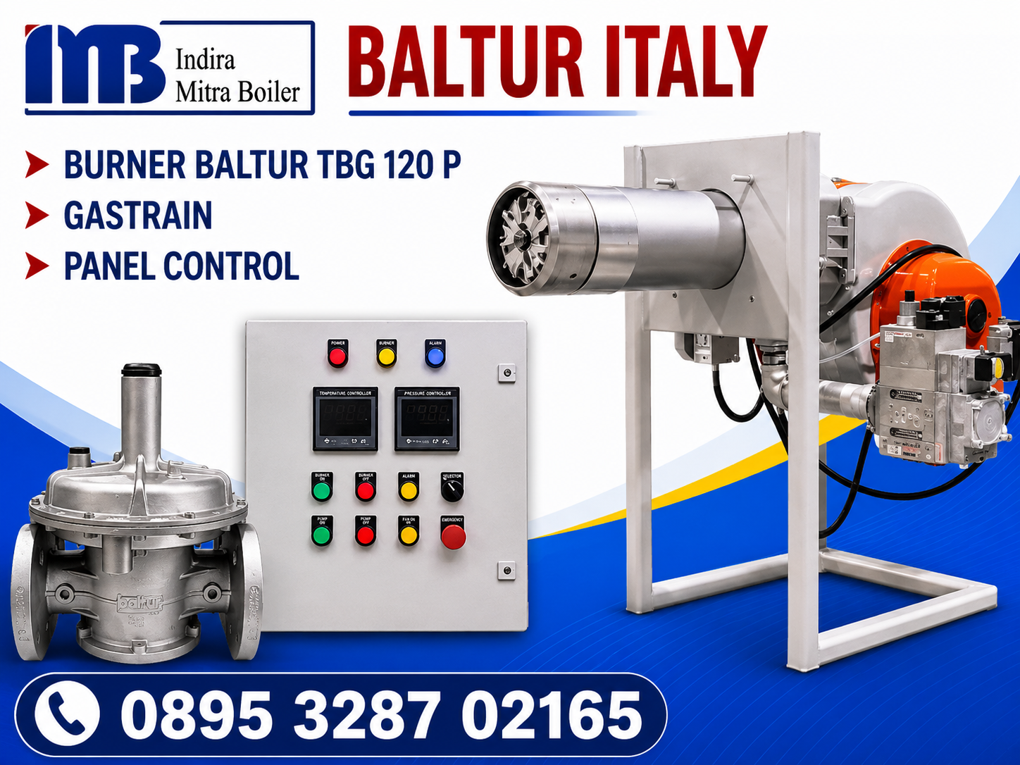 JUAL BURNER GAS BALTUR TBG 120 P + GASTRAIN & PANEL CONTROL