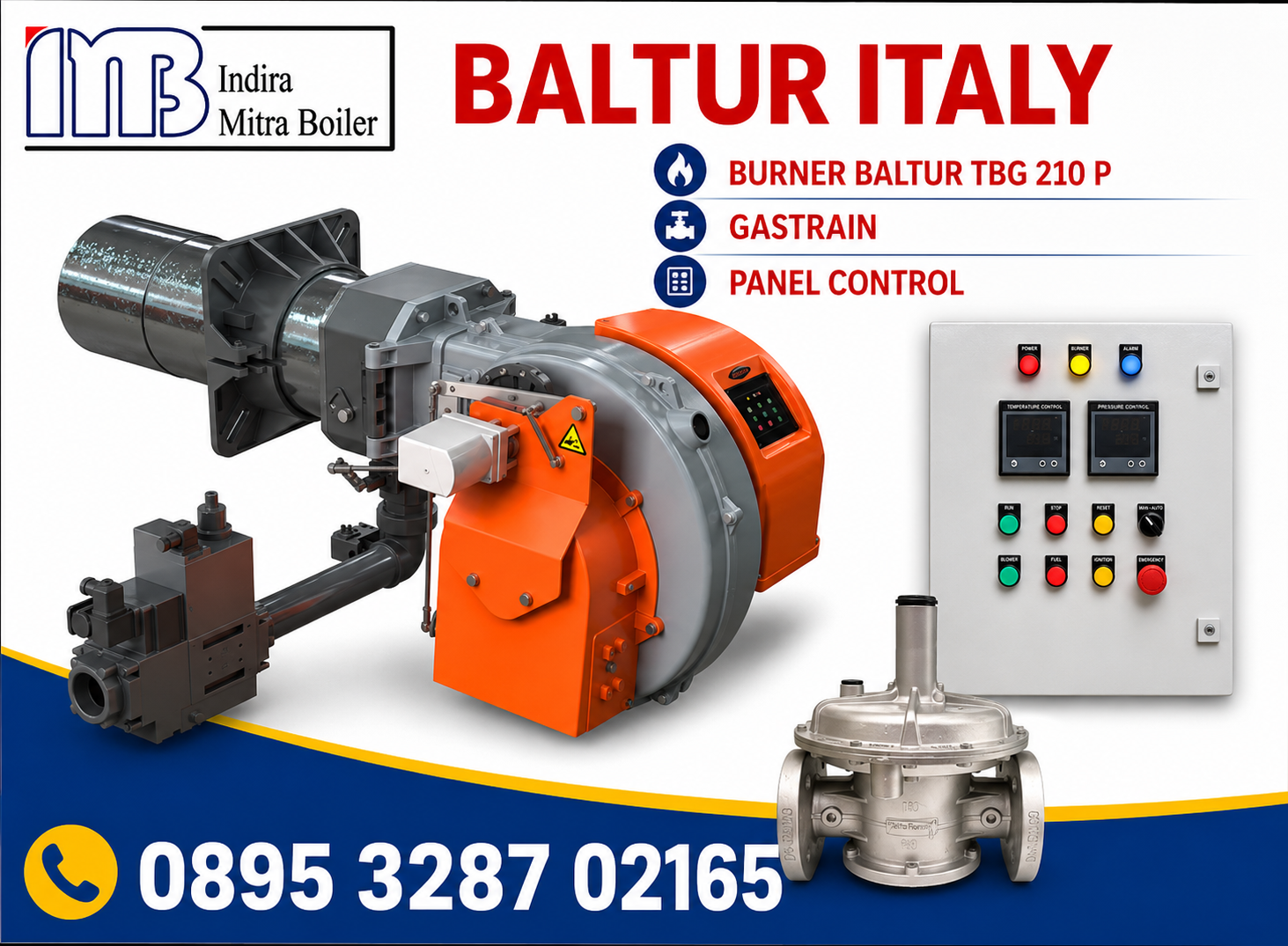 JUAL BURNER GAS BALTUR TBG 210 P + GASTRAIN & PANEL CONTROL